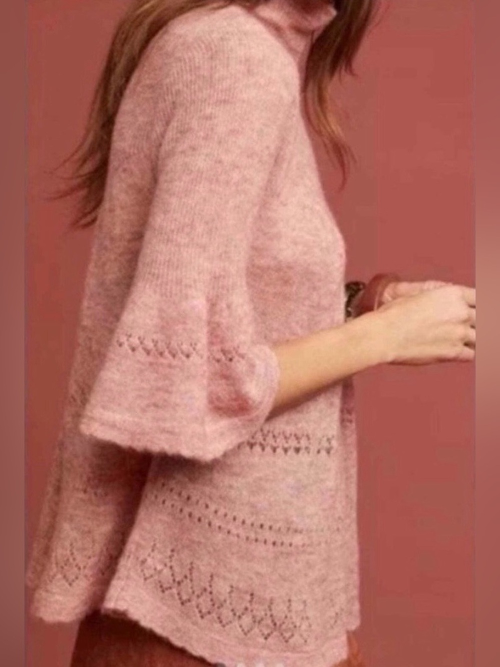 Feather Bone by Anthropologie Whitney Sweater Wool Alpaca Blend Pink